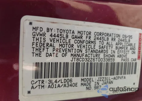 1996 Lexus Sc 300 z USA, uszkodzony, nr VIN JT8CD32Z6T0033859